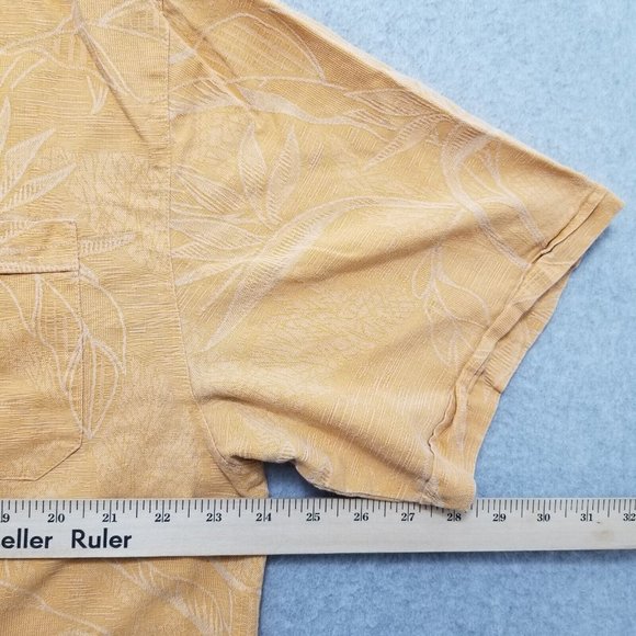 Jamaica Jaxx Shirt Mens Large Orange Hawaiian Button Up Short‎ Sleeve 100% Silk - Picture 8 of 9